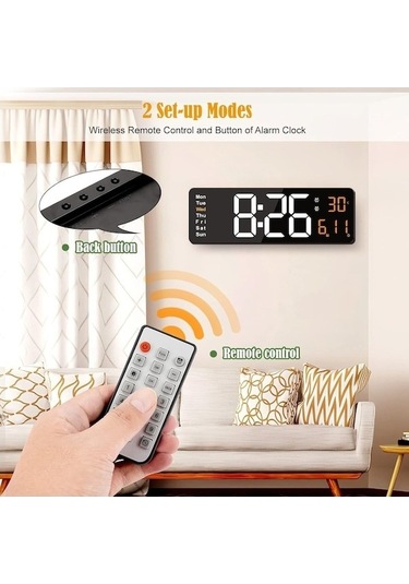 Trendooze Uzaktan Takvim, Sıcaklık, Saati, Saat, Led Kumanda İnç Duvar Dijital Camgöbeği Camgöbeği Çalar 16 12/24h, Tf Camgöbeği