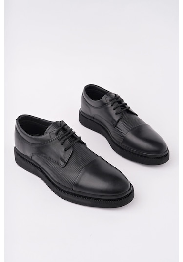 Muggo Marcel Garantili Erkek Günlük Klasik Hakiki Deri Casual Ayakkabı Siyah