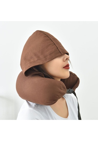 Suofeng Tam Pamuk Boyun Desteği Yastığı - Seyahat, Ofis Ve Öğle Dinlenmesi İçin U-şekilli Korumalı Yastık Koyu Gri, 16.5x67cm Koyu Gri