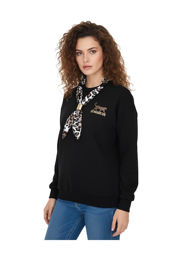 Baglan Kadın Spor Sıfıryaka Sweatshirt Fular Lı Bgl-st05062 Siyah