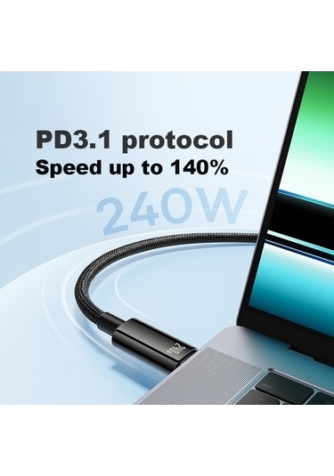 Zyzqstore 3 Metrelik Tungsten Serisi Gold Baseus 240w Hızlı Type-c To Type-c Şarj Kablo, Pazly Veri Uzunluk:3m, Hızlı充電 İçin İd