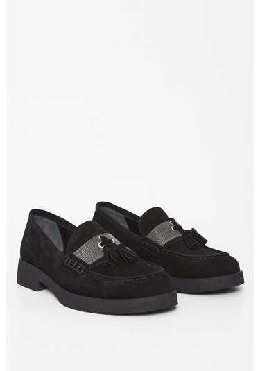 Tamer Tanca Kadın Hakiki Deri Siyah Süet Loafer Ayakkabı 33 67700 Bn Ayk Sk23/24 Sıyah Suet Siyah
