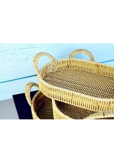 Lüks Şıklık Oval Plastik Saplı 3'lü Tepsi