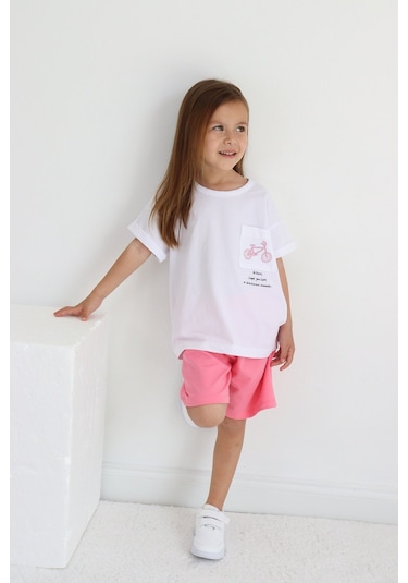 Babywom Oversize Yazlık Şortlu Kız Takım- Pembe