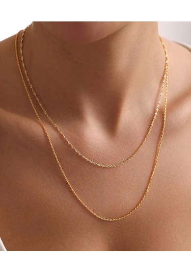 Bayar Gold 14 Ayar Altın Singapur Halat Kombin Zincir Kolye