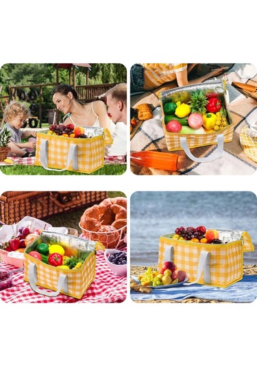 Jialan Piknik Çantası Büyük Açık Soğutucu Kutu Taşınabilir Sarı