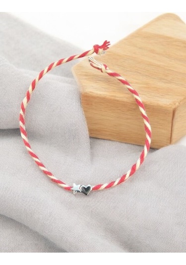 Marteniçka Kalp Ve Yıldız Gri Şans Bileklik Seti 2 Adet Çok Renkli