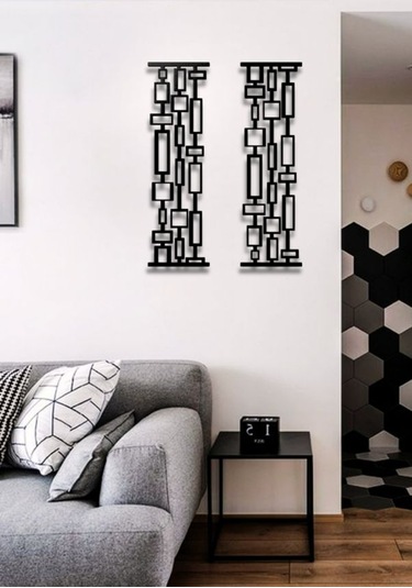 Geometrik 2 Li Metal Duvar Dekoru Seti 24x70
