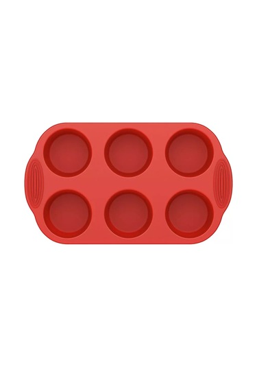 Nadoba 6 Yuvarlak Muffin Kalıbı, Silikon, 30x18x4,3 Cm 143348869 KIrmızı