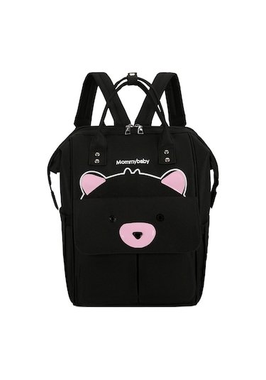Sones Annelik Şişesi Bebek Bezi Depolama Büyük Kapasiteli Sırt Çantası Mumya Çantası Ayı Siyah