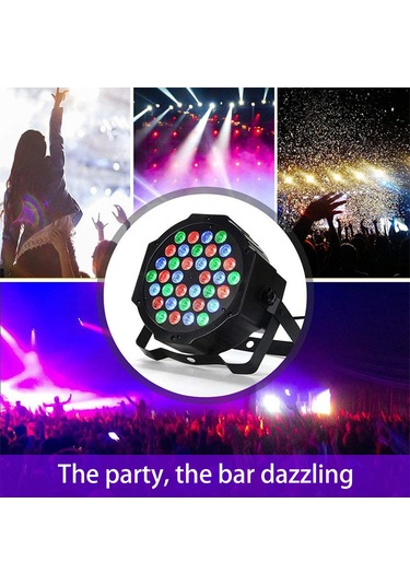 Youtek 36 Led Renkli Sahne Işığı 36w Sesli Kontrol İle Bar Düğün Gösteri Par Işık Siyah 110v Abd Tipi Siyah