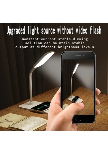 Fastbuy Beşli Dokunmatik Model Katlanabilir Kablosuz Şarjlı Usb Göz Koruyucu Aydınlatma Masa Lambası Füme Füme