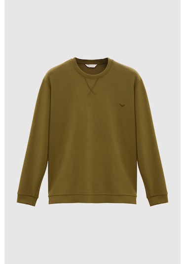 D'S Damat Ds Damat Regular Fit Haki Düz Sweatshirt 5hce26172205m H01