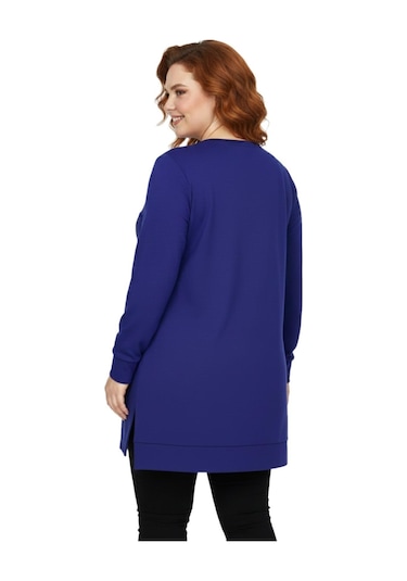 Caftan Kadın Sıfıryaka Önü Nakışlı Tunik Bgl-st05085 İndigo