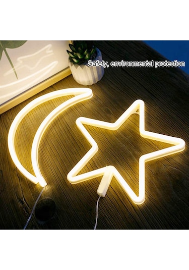 Konesam Yıldız Şekilli Led Neon Işık - Usb/aa Pil İle Ev Dekorasyonu, Odalar, Parti Ve Hediyelik Işık Pil Yok Diğer