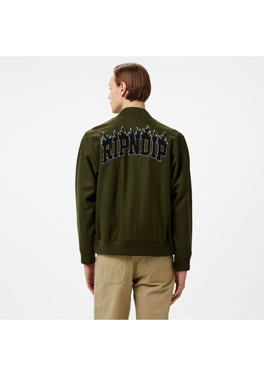 Ripndip Fire Spirit Varsity Erkek Yeşil Ceket Düz Rndfal24102 Yeşil