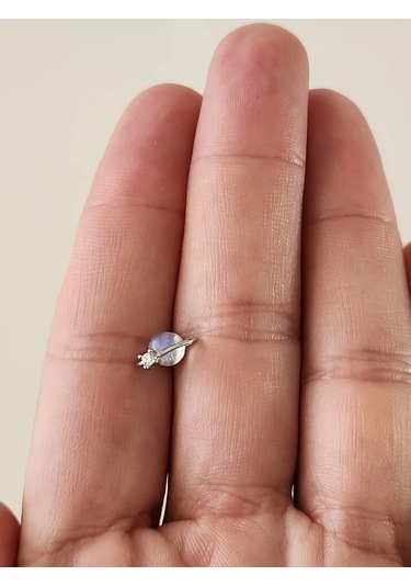 Eva Takı Store Gezegen Yıldız Model Kıkırdak Tragus Helix Piercing Gümüş Renk Küpe Gümüş