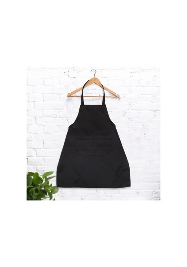 Ulzyvf Unisex Tek Siyah Siyah Orta Önlüğü, Önlüğü Mutfak Cepli Boy Beden 2 Qi Siyah