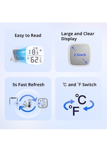 Pazly Sonoff Snzb-02d 2,5 İnç Lcd Akıllı Sensör Gerçek Zamanlı İzleme Bağlantısı
