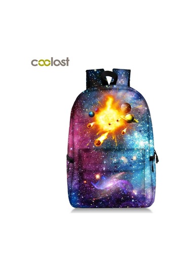 Evren Yıldız Sırt Çantası Genç Erkek Kız Galaxy Gezegen Okul Açık Vizon