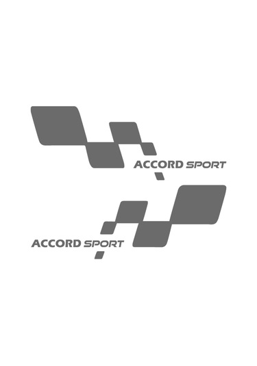 2 Adet Accord Sport Sticker - Accord Sticker - Kapı Altı Sticker - 20cm X 8cm - Gri