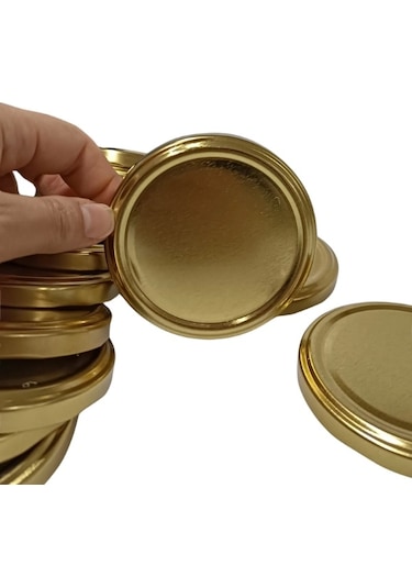 Konserve Kavanoz Kapağı 100 Adet 82mm Altın Kapak Çok Renkli