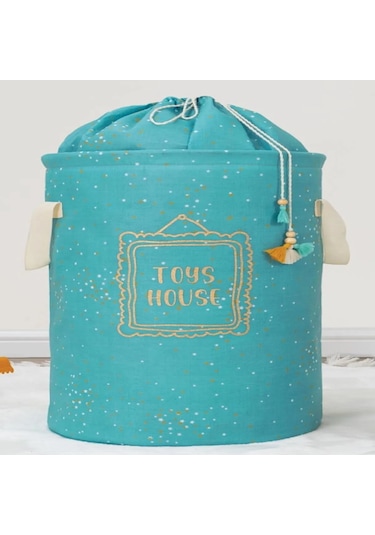 Bebek Yuvarlak Torbalı Sepet Kirli Torbası Mavi