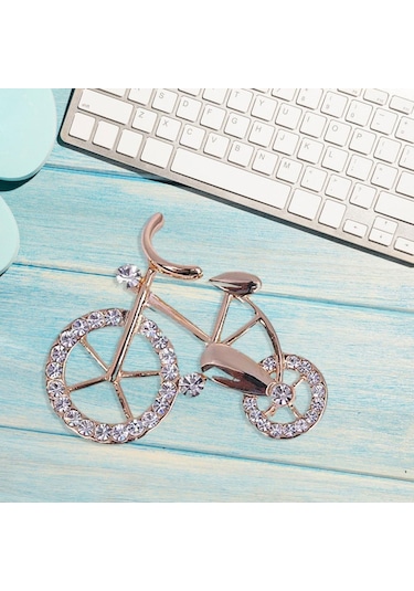 Homyl Rhinestone Broş Alaşım Dekor Bisiklet Pin Şapka Altın