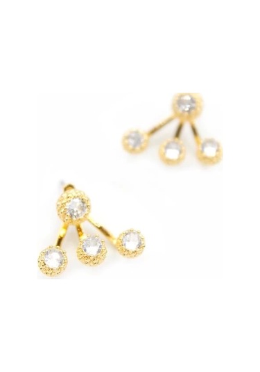 Çoklu Taşlı Küpe - Altın Çok Renkli