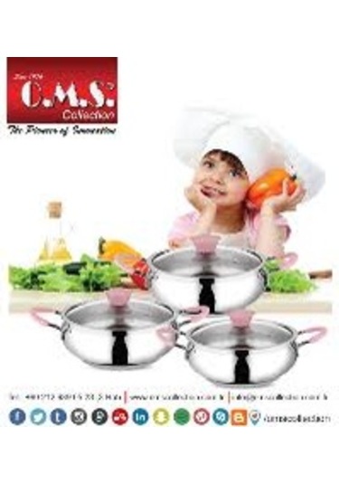 Oms 6 Parça 16-18-20 CM Çelik Sahan Set Silikon Saplı İndüksiyon