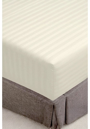 Alla Turca 100x200 Pamuk Saten Lastikli Çarşaf Seti Ekru