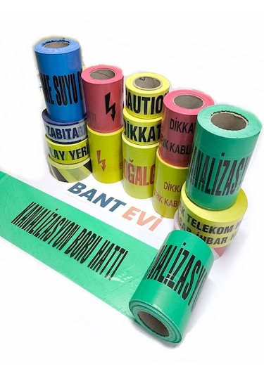 Dikkat Caution İkaz Bandı 50mt Emniyet Şeridi Siyah İkaz Şeridi Caution (Yapışkansız)