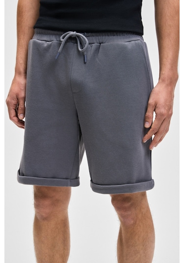 Grimelange YOURI Erkek Beli Lastikli Arka Tek Cepli Relaxed Fit Gri Şort