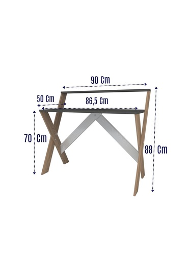 Enda Home X Ayaklı Raflı Ders Çalışma Masası 50x90 Cm Antrasit - Çam Atlantik Çam - Antrasit