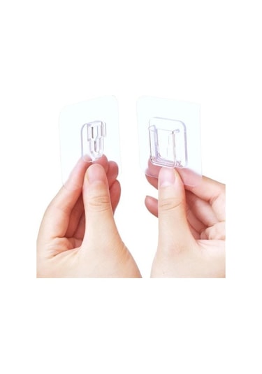 Mcg Eşya Sabitleme Askısı 10 Çift Şeffaf Çift Taraflı Yapışkanlı Geçmeli Klips Renkli