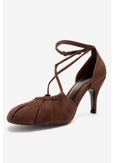 Luvishoes Elıza Kahverengi Süet Kadın Topuklu Ayakkabı Kahverengi