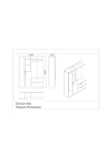 Robinhome Robin Home Vestiyer Ayakkabılık Portmanto Aynalı Raf Beyaz No 5