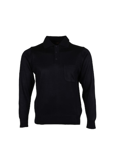 Modarar Erkek Lacivert Kazak Polo Yaka Yünlü Klasik Normal Kesim Rar00647