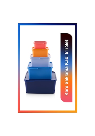 Tupperware Kare Saklama Kabı 5'li Set