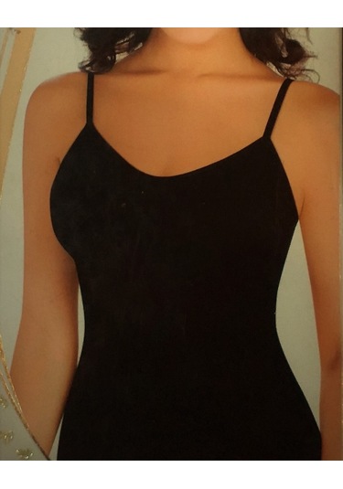 Jakarlı Ince Askılı Toparlayıcı Korse Atlet Siyah