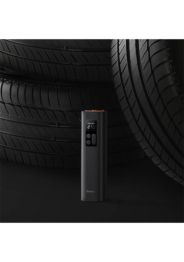 Baseus Super Mini Dijital Led Işıklı Araç Lastik Şişirme Pompası Siyah