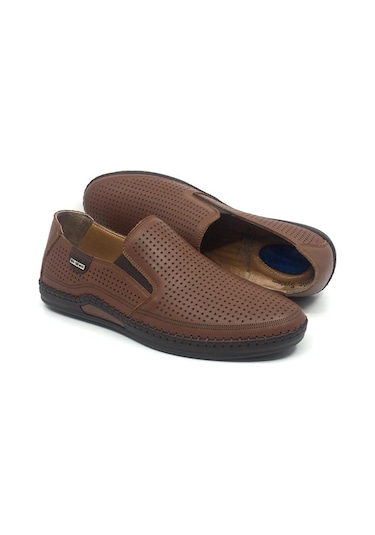 Catelli %100 Deri Ortopedik Erkek Yazlık Rahat Günlük Çarık Taba