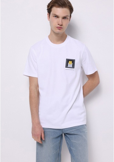 Colins Regular Fit Yuvarlak Yaka Düz Erkek Beyaz Kısa Kol Tişört Cl1074697 Q1.v1 Wht Beyaz