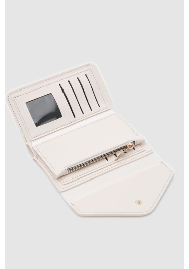 Zarf Detaylı Nakit Ve Bozuk Para Bölmeli Bayan Cüzdan-bej Açık Bej