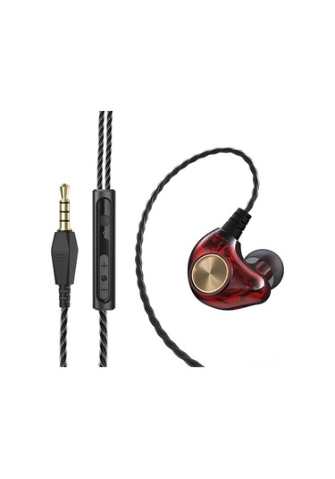 Mufunye K1 Spor İçen Kulaklık, Dikişli Tutuş, Derin Bas, Hi-fi Ses, 3.5mm Kablolu, El-işi Serbest Mikrofonlu Kırmızı K1 Kablolu Kulaklık