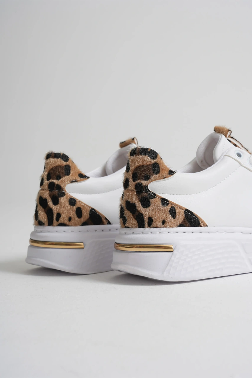 Vega Leopar Detaylı Beyaz Kadın Spor Ayakkabı Muhtelif