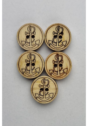 Orta Boy Ahşap Denizci Desenli Kaban Çeket Hırka Yelek Düğmesi 5 Adet