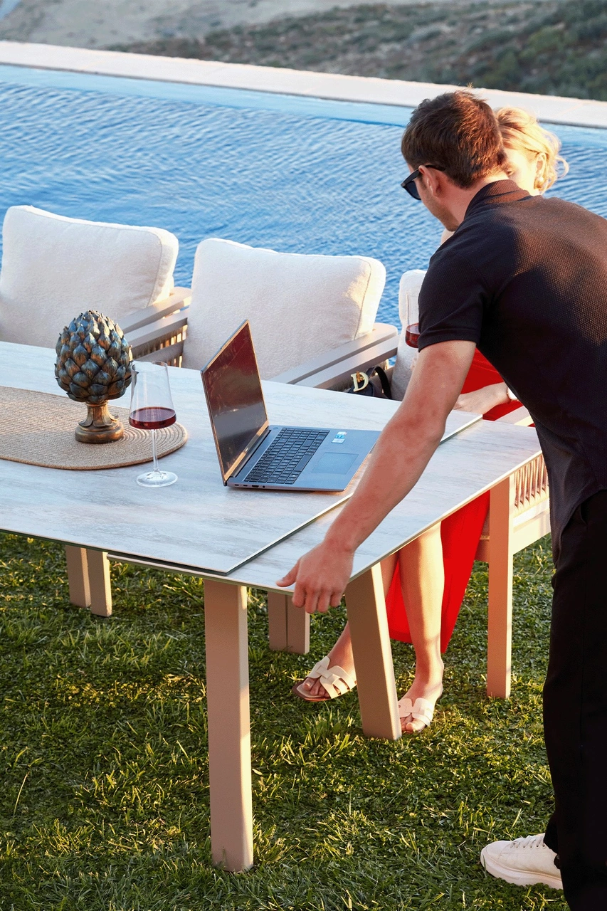 Venedik Açılır Seramik Masa Takımı Kum Rengi