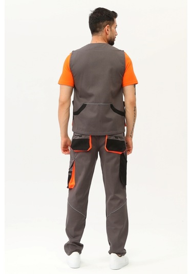 Uniprom Yelek Lizbon Model Çok Cepli Harman Kumaş Füme