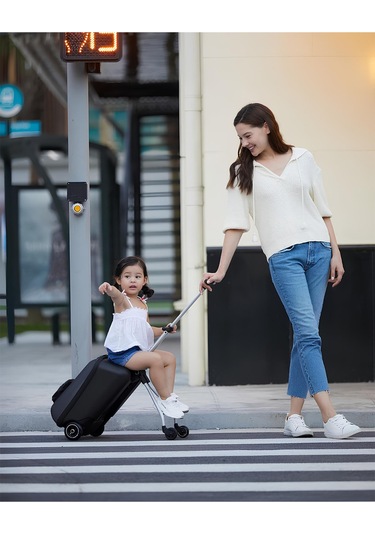 Göz Desenli Çocuk Valizi Binilebilir, Düşme Engelleyici Sarı